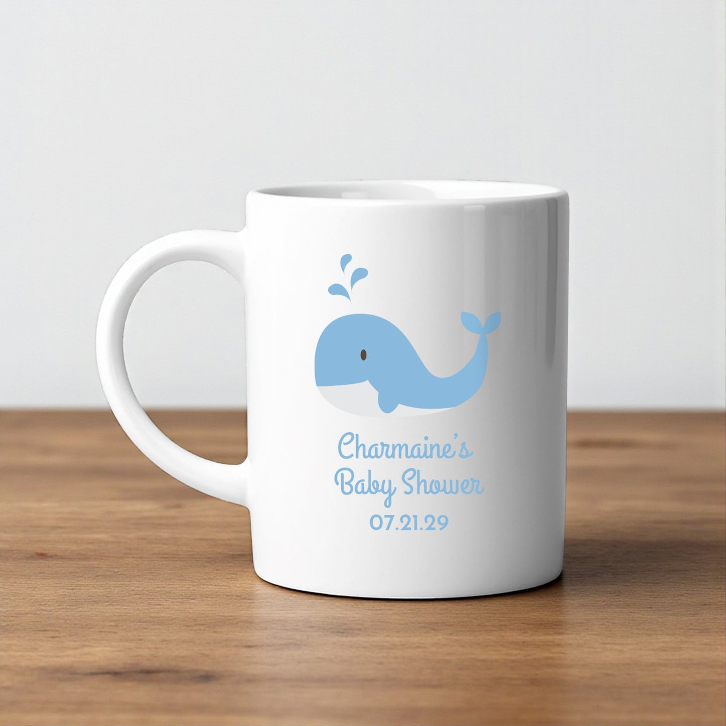 Baby Whale Personalized White Ceramic Coffee Mug (Set of 12)