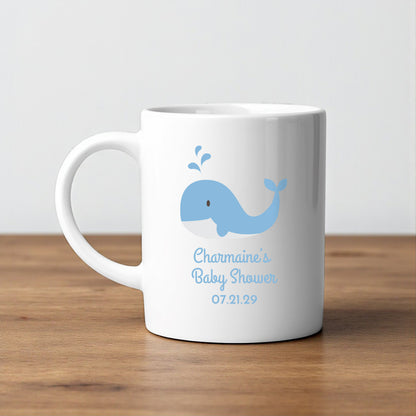 Baby Whale Personalized White Ceramic Coffee Mug (Set of 12)