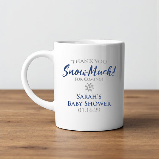 Thank You Snow-Much! Personalized White Ceramic Coffee Mug (Set of 12)