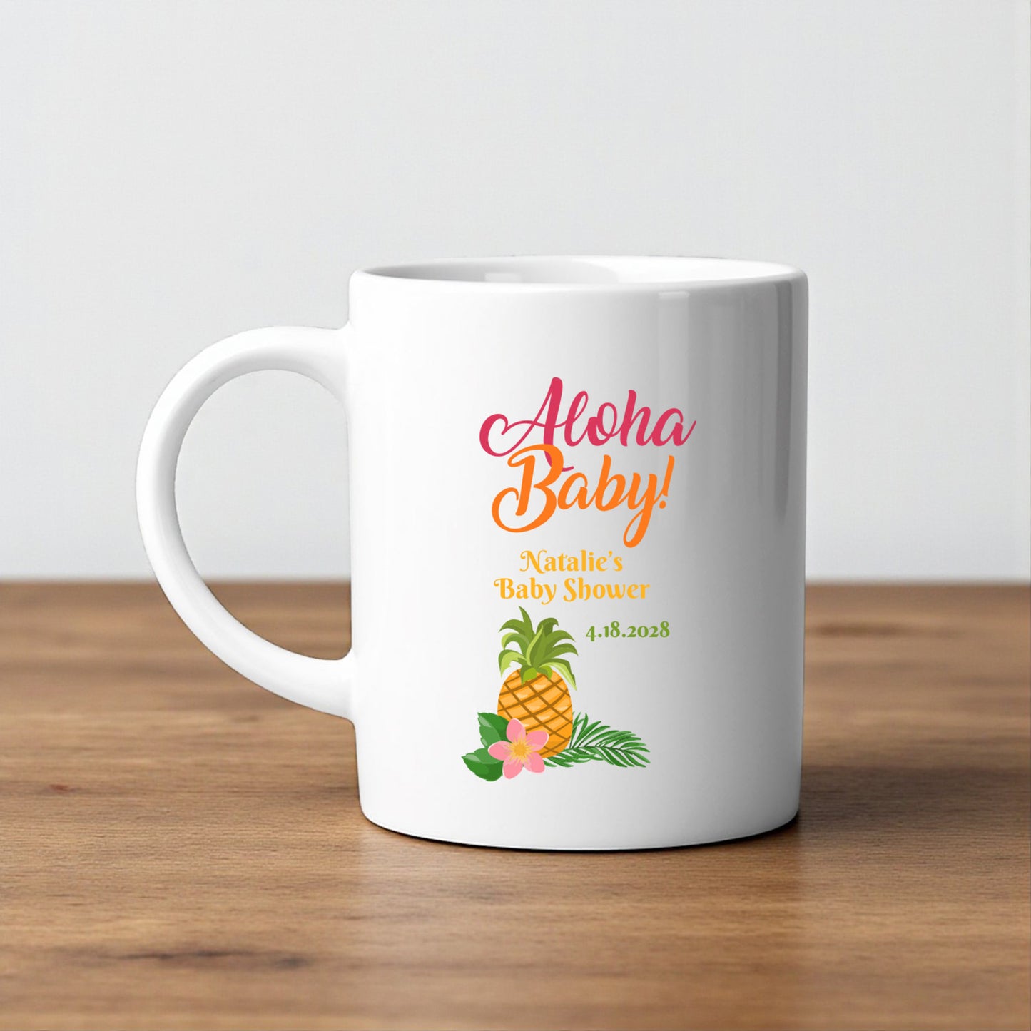 Aloha Baby Personalized White Ceramic Coffee Mug (Set of 12)