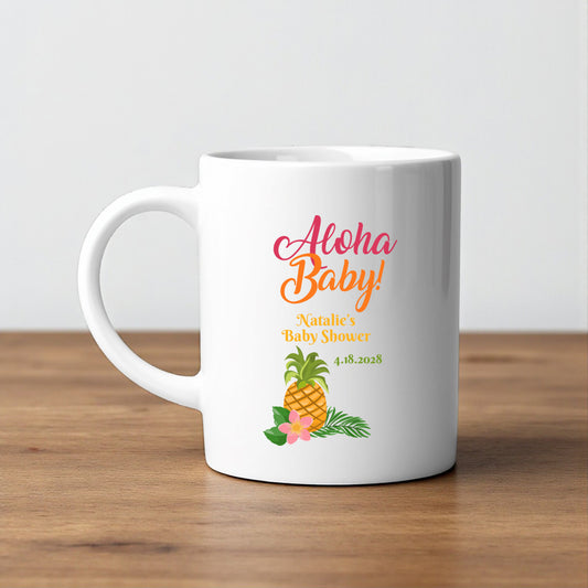 Aloha Baby Personalized White Ceramic Coffee Mug (Set of 12)