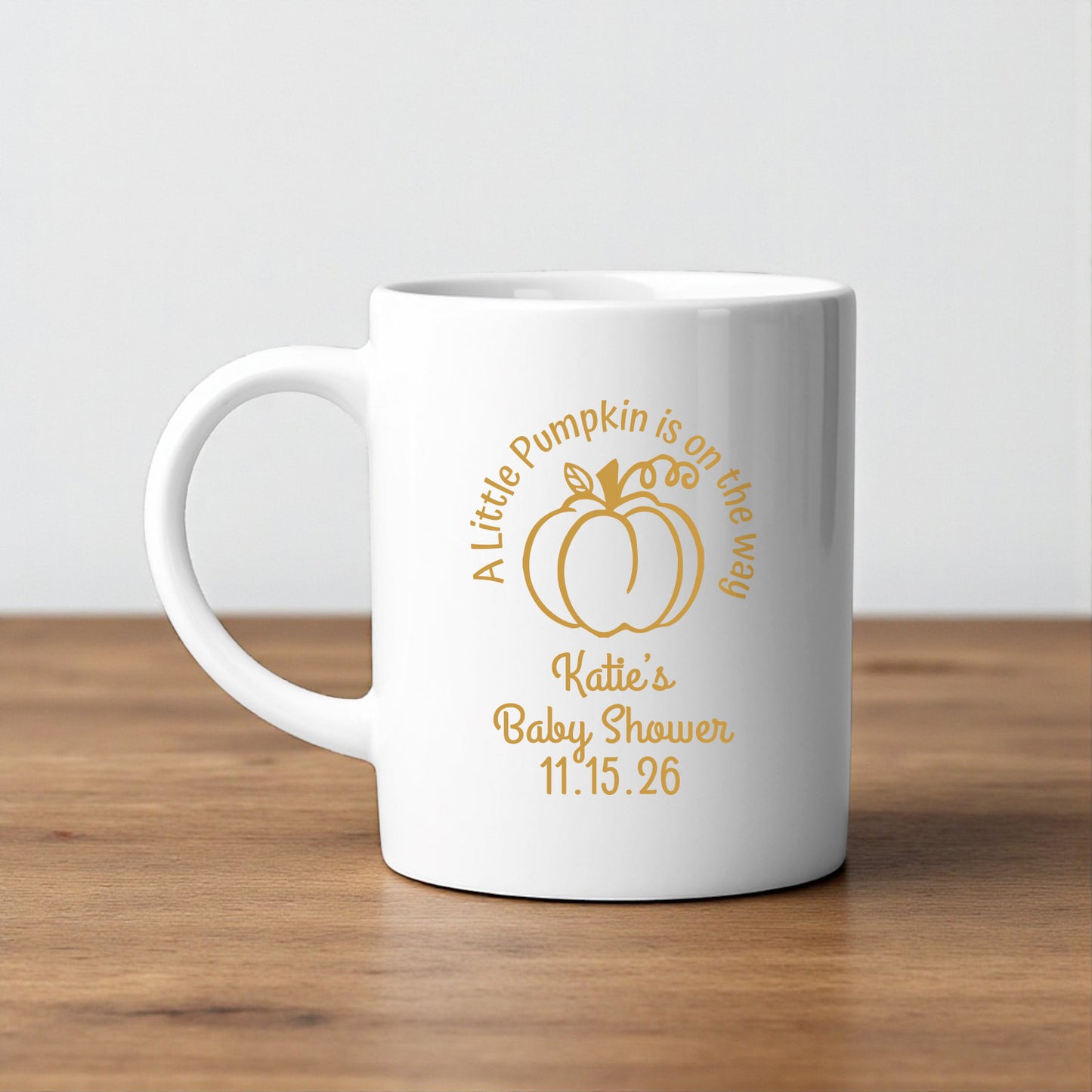 A Little Pumpkin Is On The Way Personalized White Ceramic Coffee Mug (Set of 12)