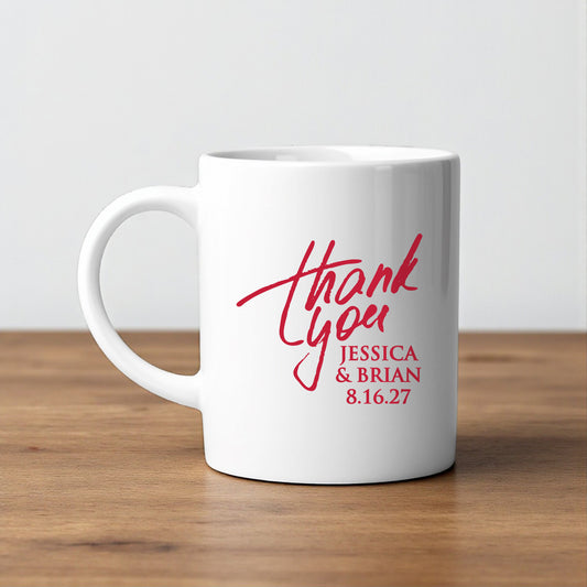 Thank You Personalized White Ceramic Coffee Mug (Set of 12)