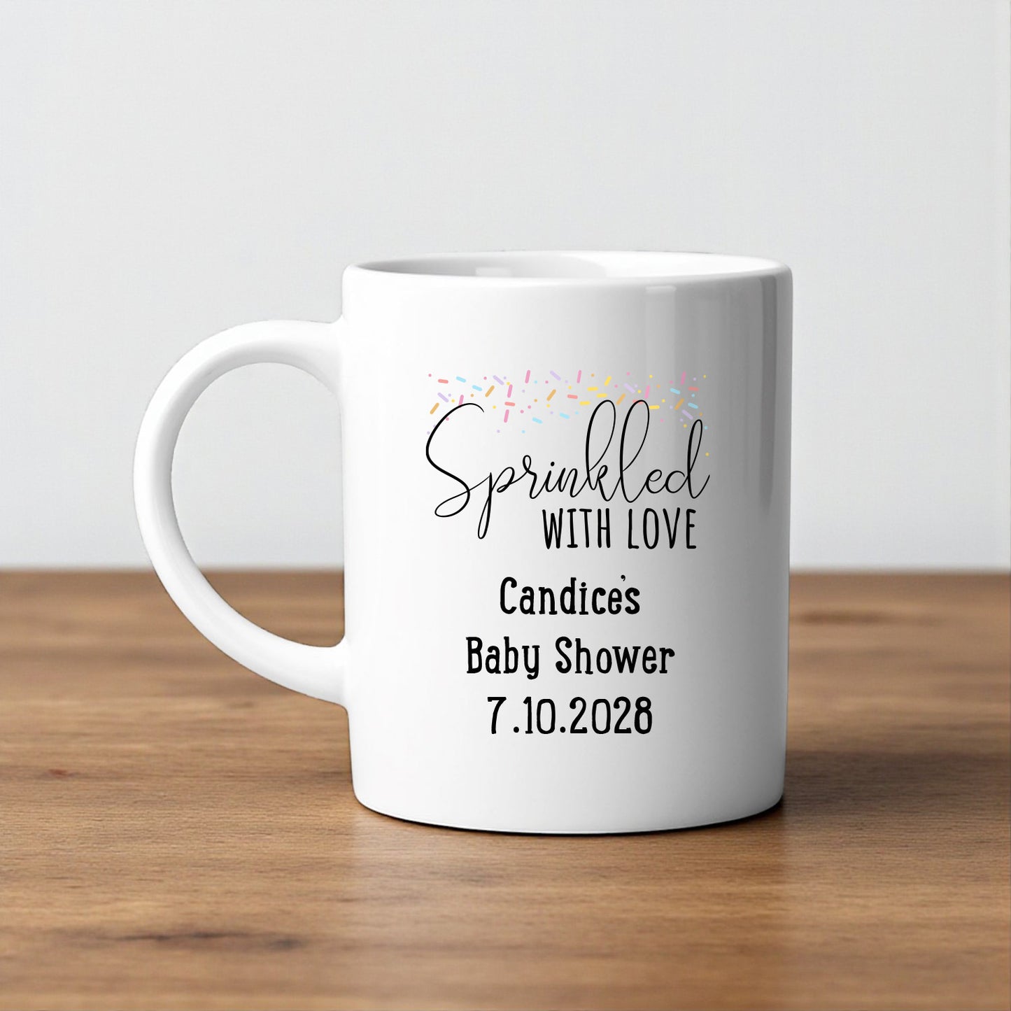 Sprinkled With Love Personalized White Ceramic Coffee Mug (Set of 12)