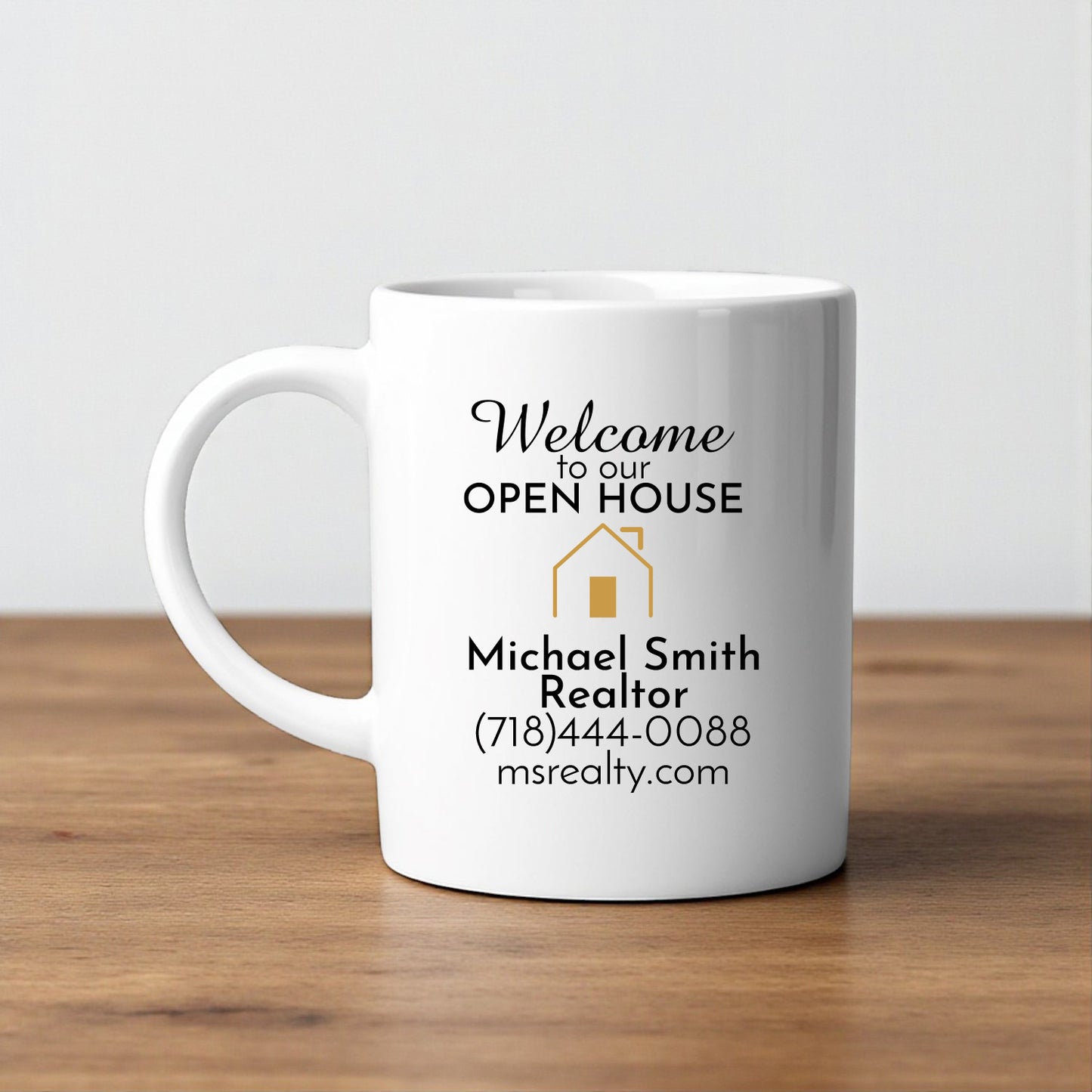 Welcome To Our Open House Personalized White Ceramic Coffee Mug (Set of 12)