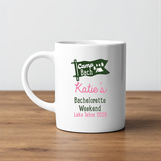 Camp Bach Personalized White Ceramic Coffee Mug (Set of 12)