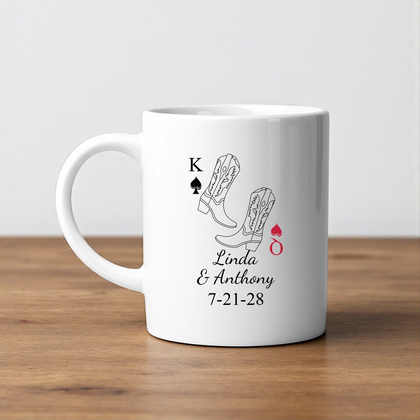 Western Cowboy Boots Personalized White Ceramic Coffee Mug (Set of 12)