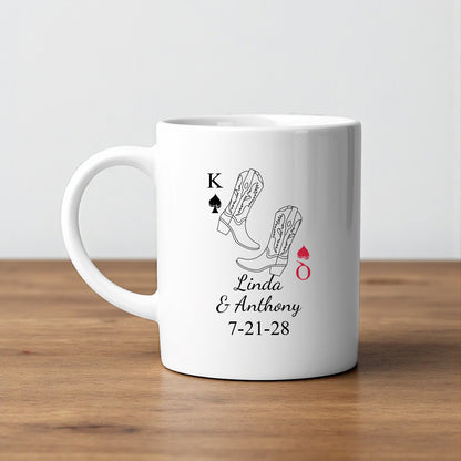 Western Cowboy Boots Personalized White Ceramic Coffee Mug (Set of 12)