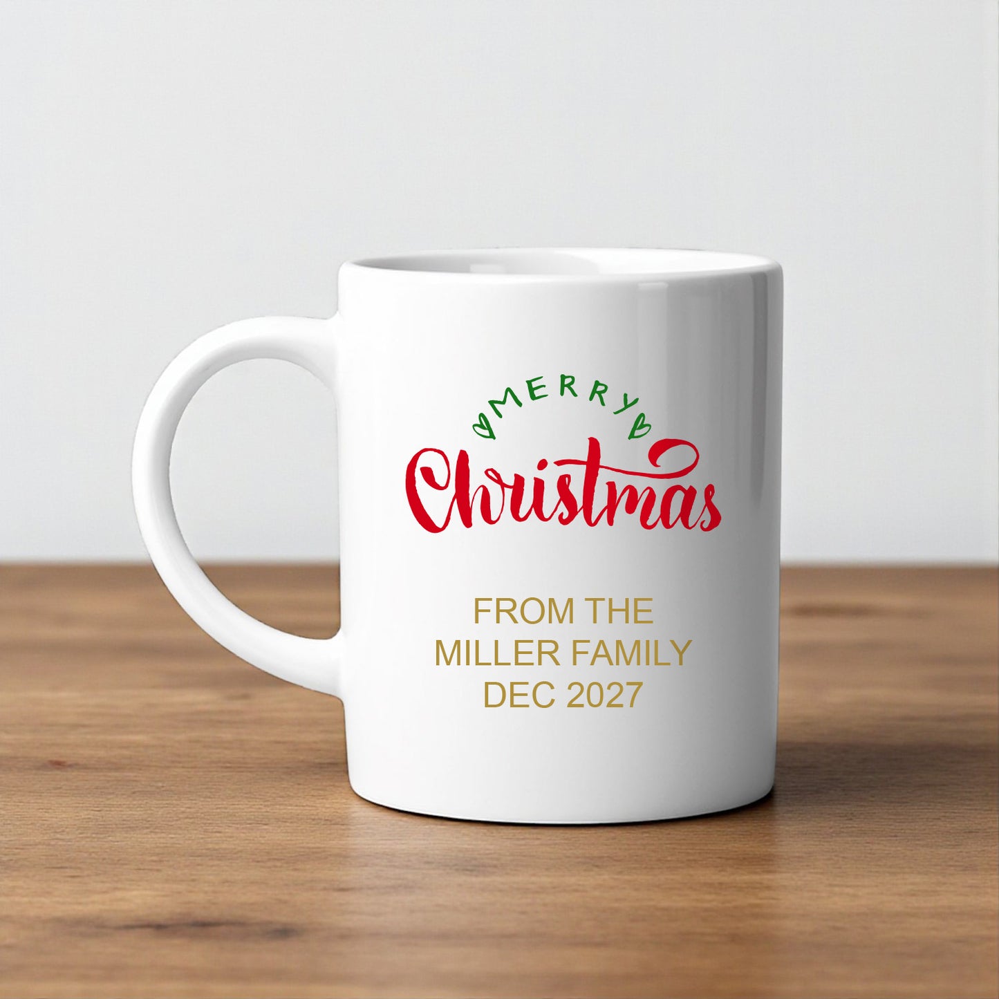Holiday Christmas Personalized White Ceramic Coffee Mug (Set of 12)