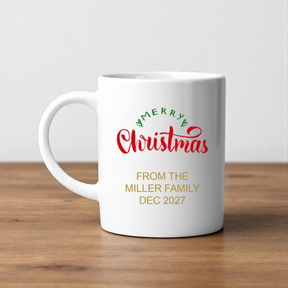 Holiday Christmas Personalized White Ceramic Coffee Mug (Set of 12)