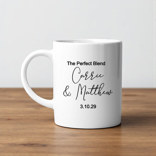 Couple Names Personalized White Ceramic Coffee Mug (Set of 12)