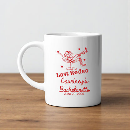 Last Rodeo Personalized White Ceramic Coffee Mug (Set of 12)