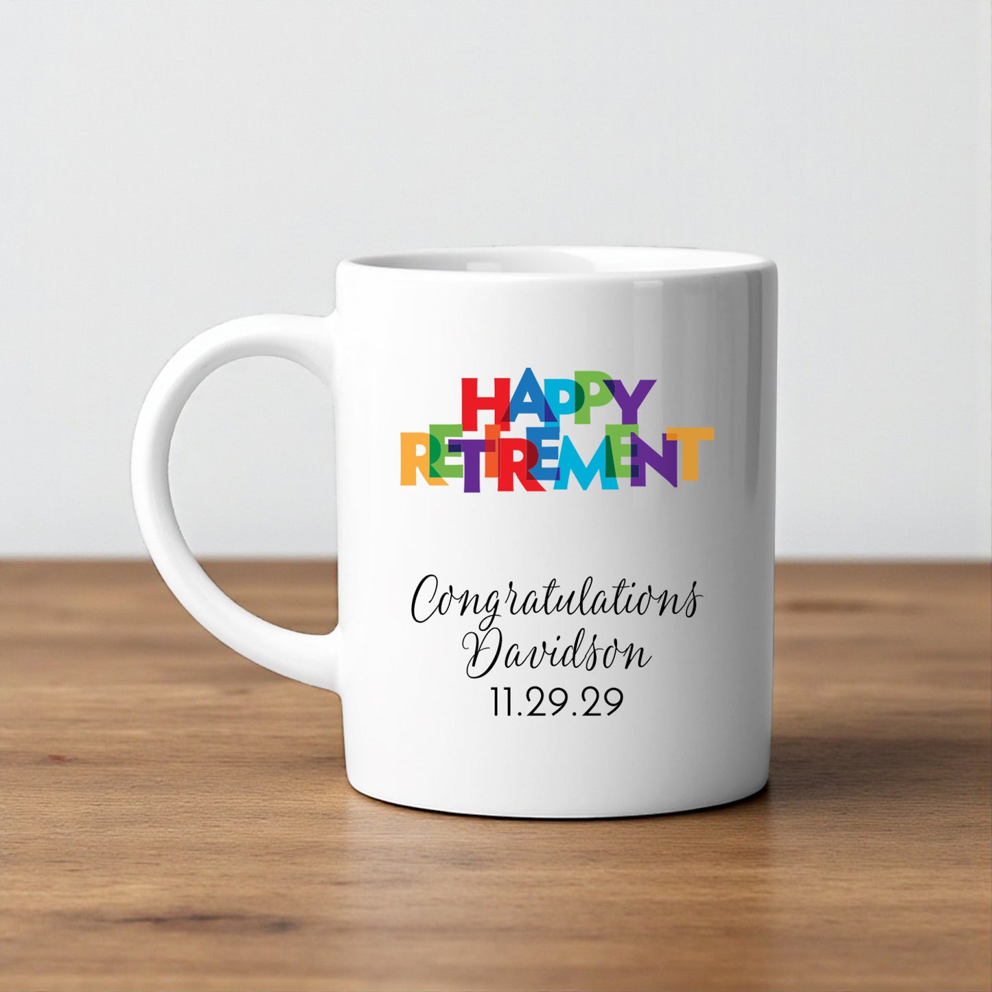 Happy Retirement Personalized White Ceramic Coffee Mug (Set of 12)
