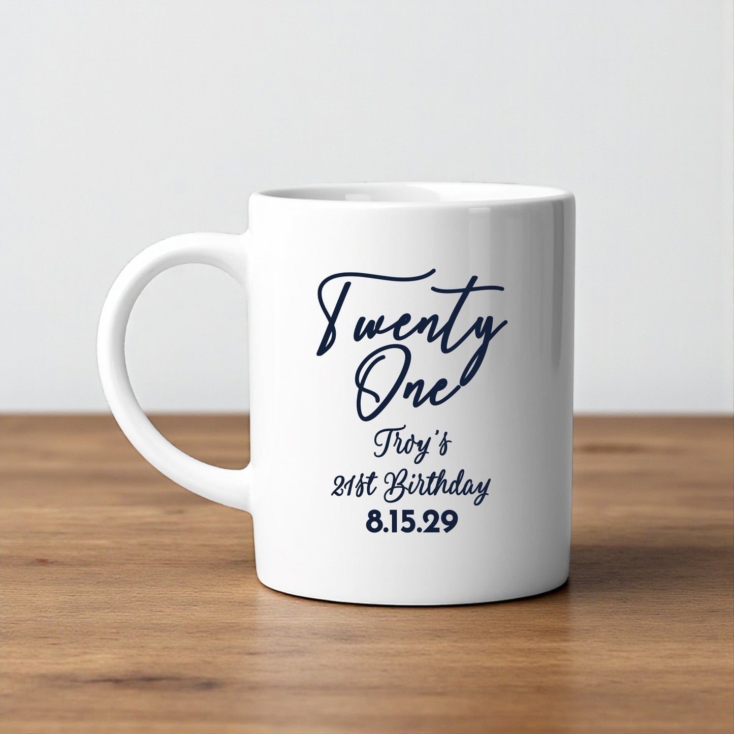 21st Birthday Personalized White Ceramic Coffee Mug (Set of 12)