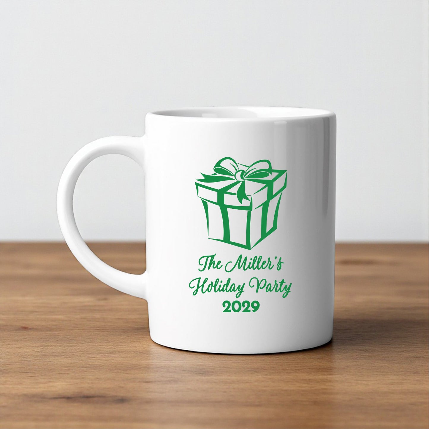 Holiday Personalized White Ceramic Coffee Mug (Set of 12)