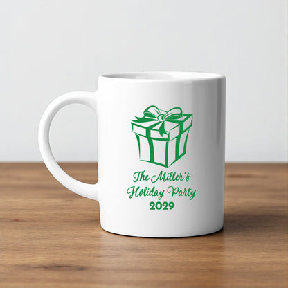 Holiday Personalized White Ceramic Coffee Mug (Set of 12)