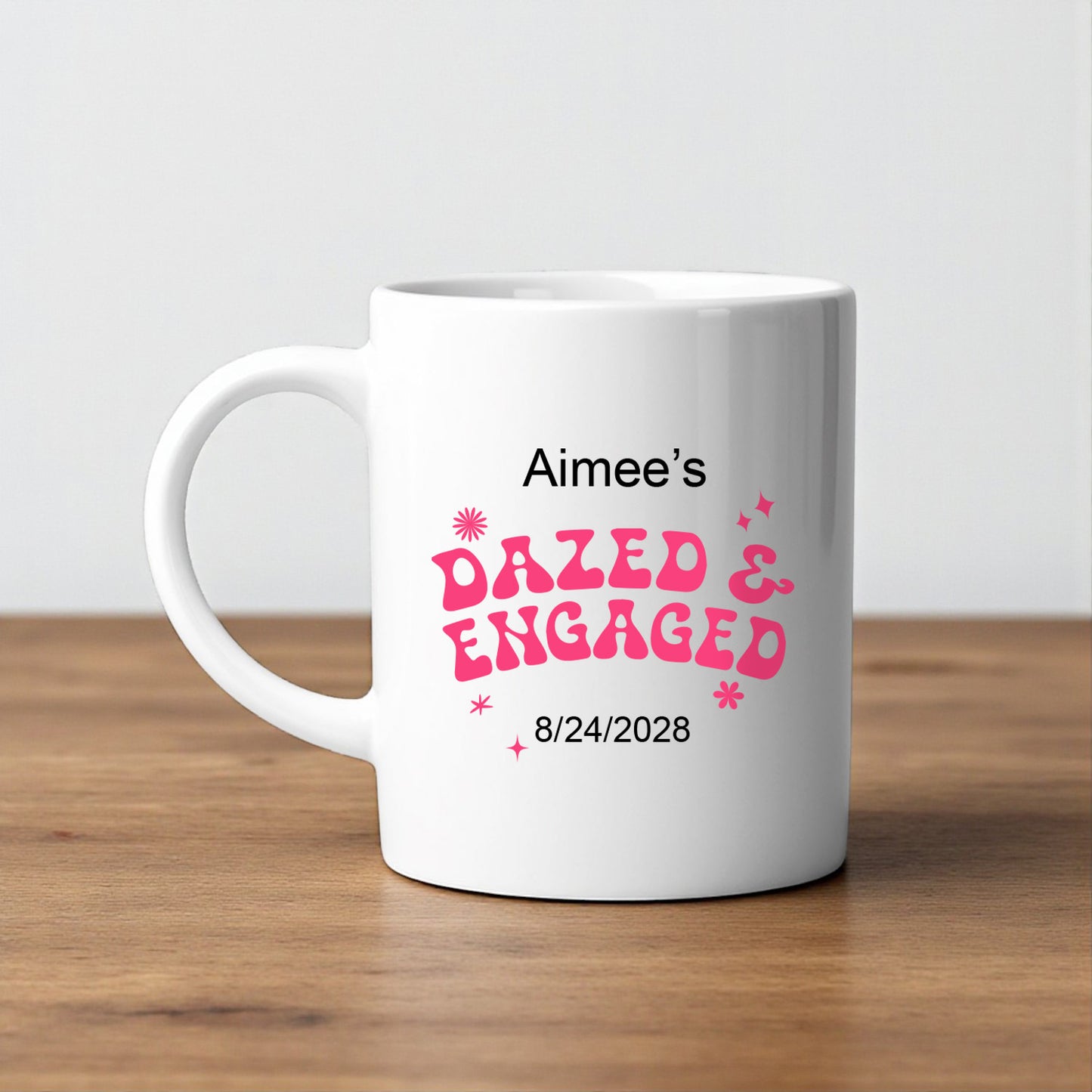 Dazed And Engaged Personalized White Ceramic Coffee Mug (Set of 12)