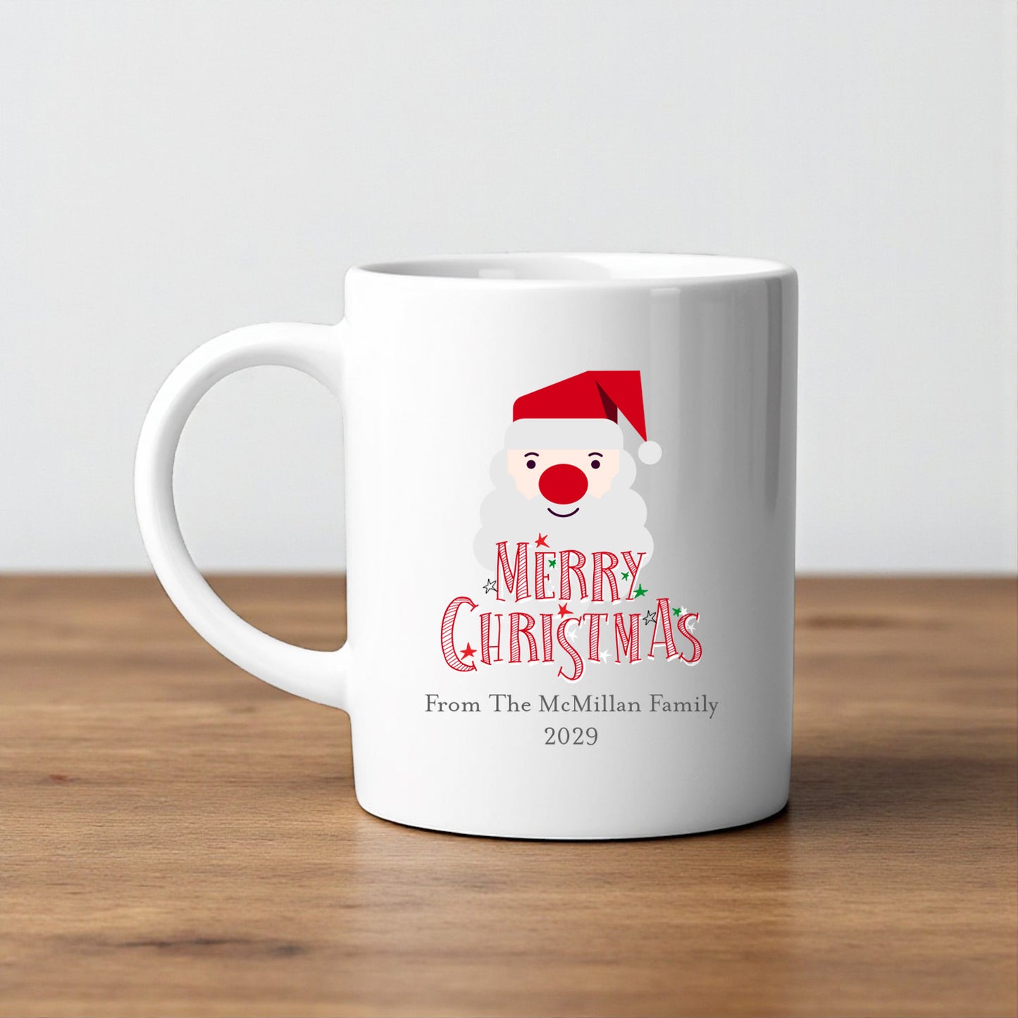 Christmas Santa Personalized White Ceramic Coffee Mug (Set of 12)