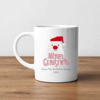 Christmas Santa Personalized White Ceramic Coffee Mug (Set of 12)