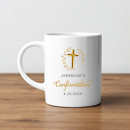 Confirmation Personalized White Ceramic Coffee Mug (Set of 12)