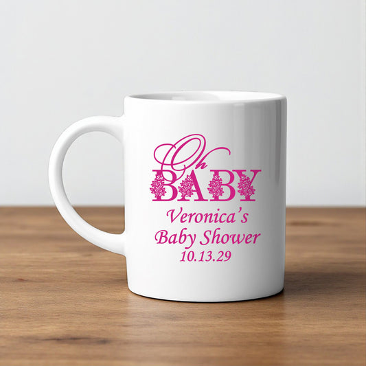 Oh Baby Personalized White Ceramic Coffee Mug (Set of 12)