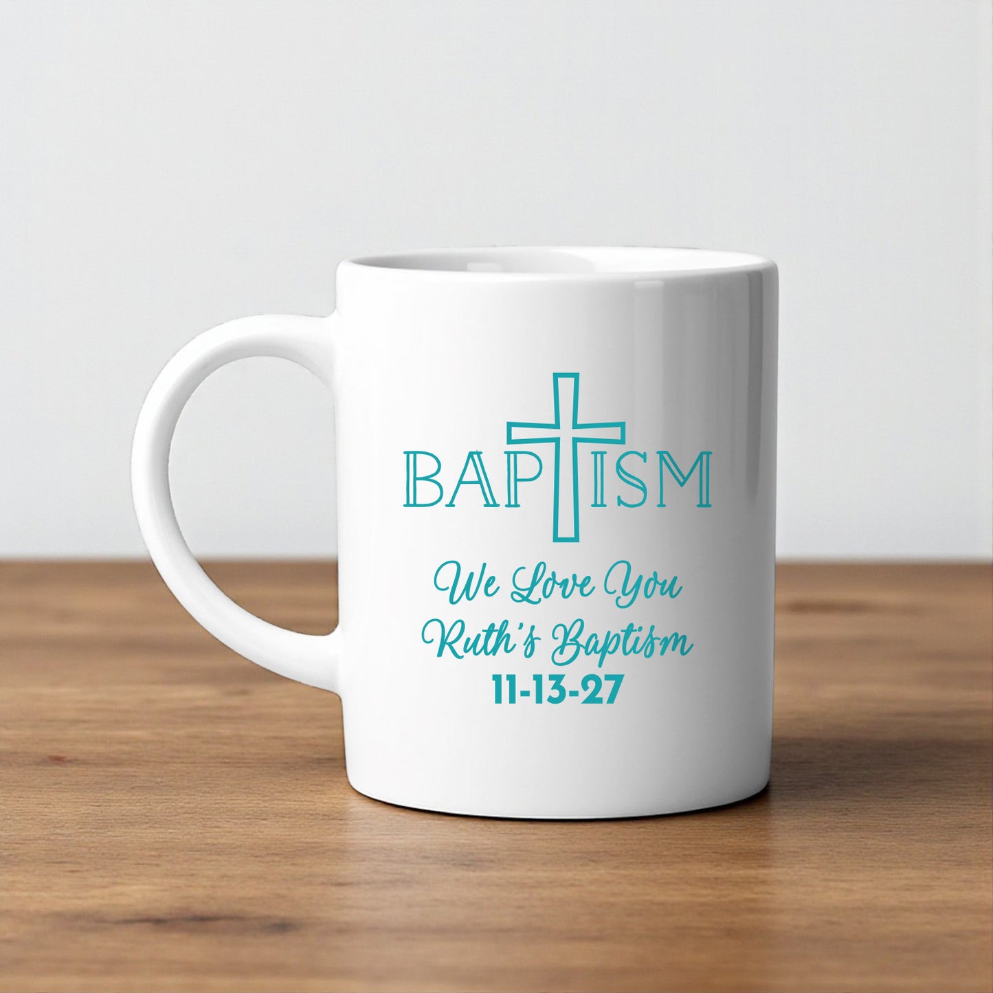 Baptism Personalized White Ceramic Coffee Mug (Set of 12)