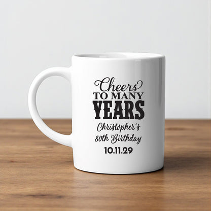 Adult Birthday Personalized White Ceramic Coffee Mug (Set of 12)