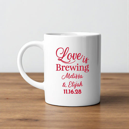 Wedding Personalized White Ceramic Coffee Mug (Set of 12)