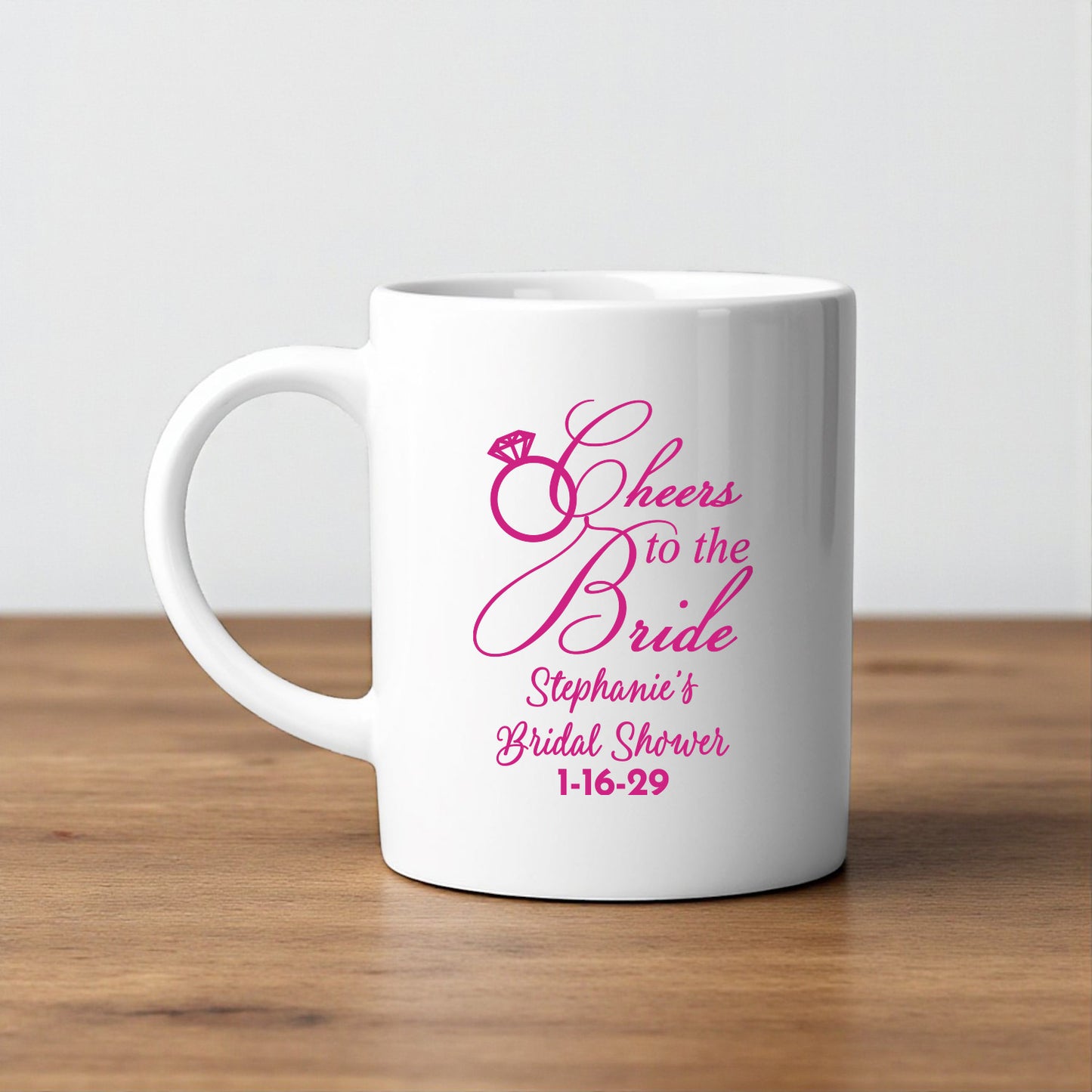 Bridal Shower Personalized White Ceramic Coffee Mug (Set of 12)