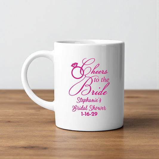 Bridal Shower Personalized White Ceramic Coffee Mug (Set of 12)
