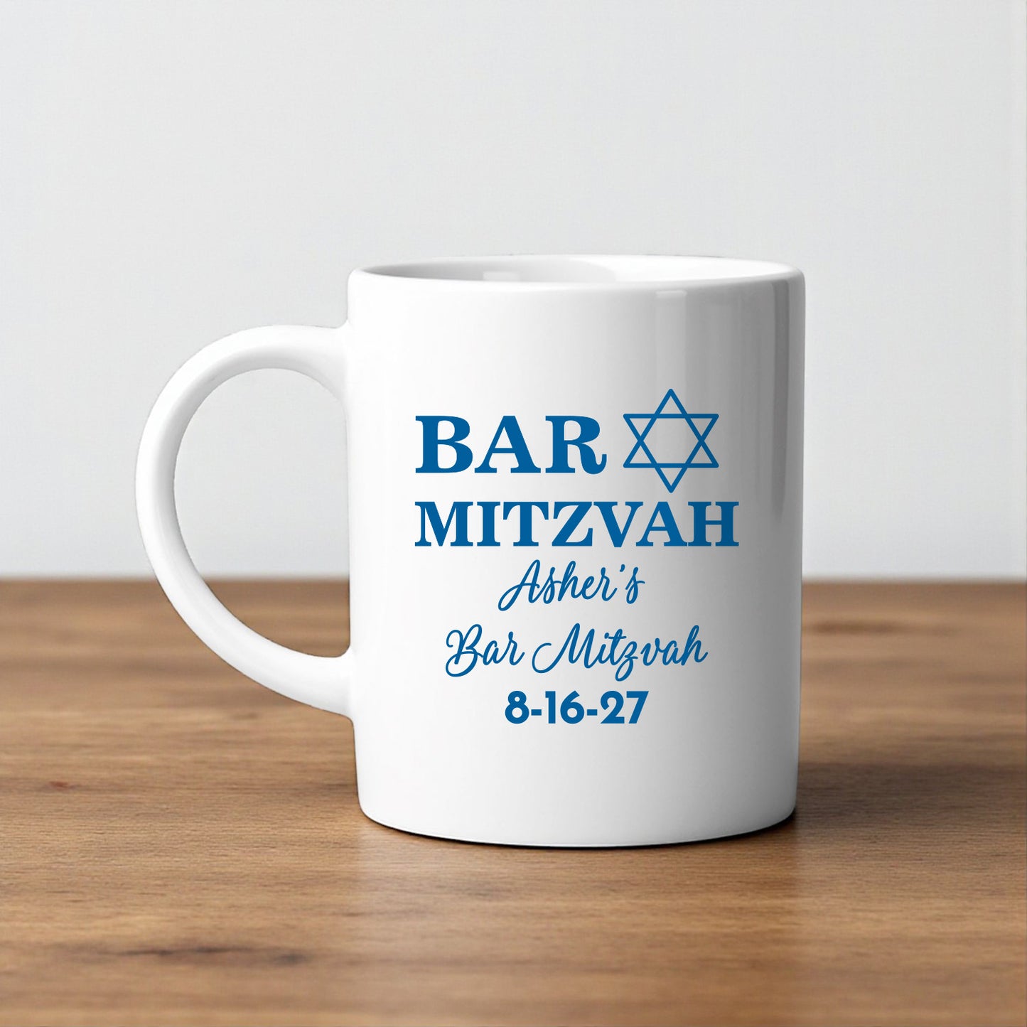Bar/Bat Mitzvah Personalized White Ceramic Coffee Mug (Set of 12)