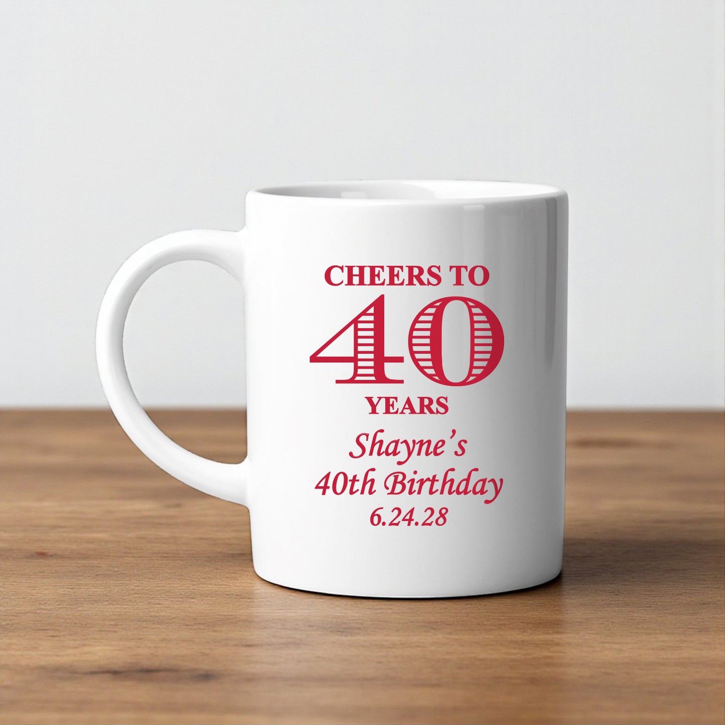 Cheers to Years Personalized White Ceramic Coffee Mug (Set of 12)