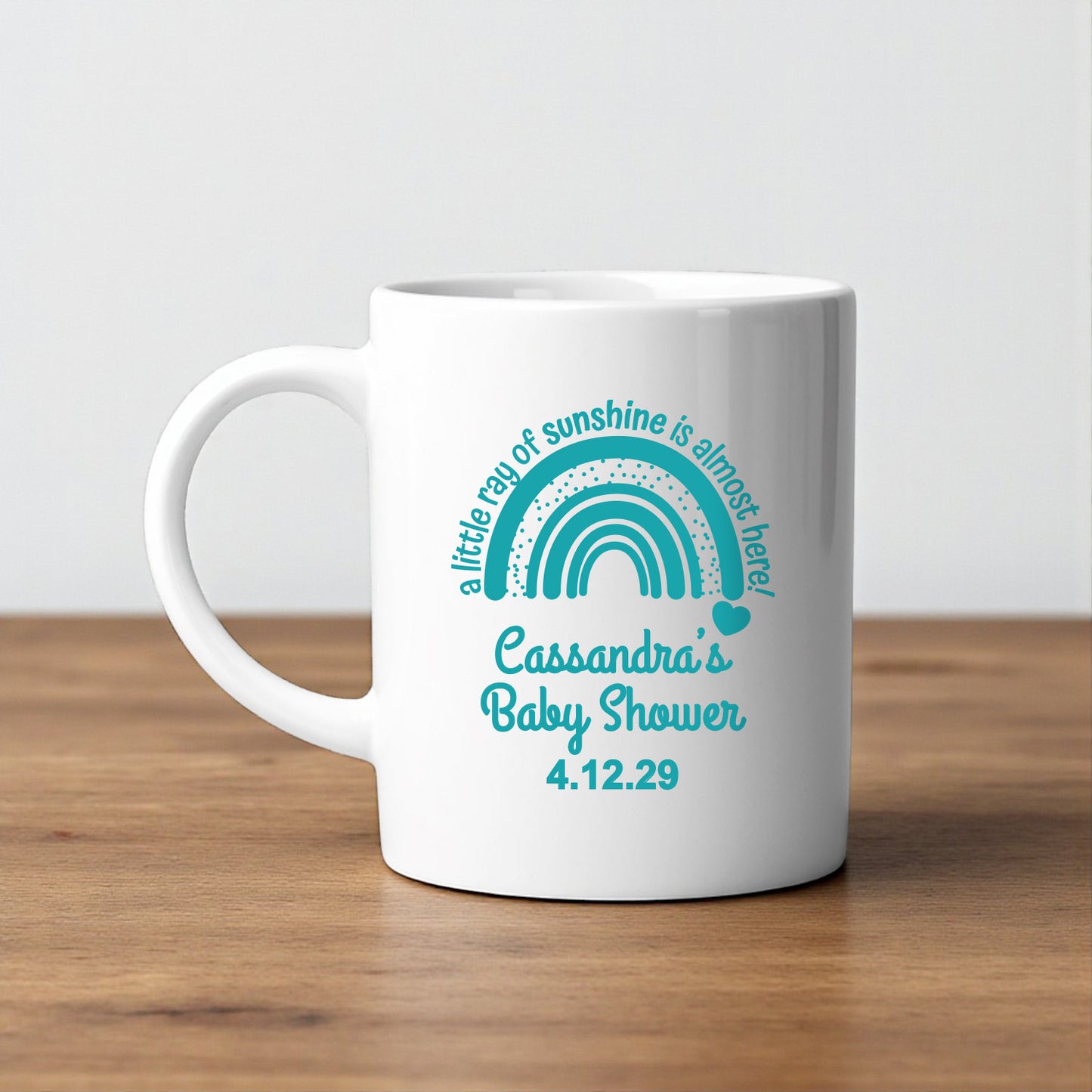 A Little Ray Of Sunshine Personalized White Ceramic Coffee Mug (Set of 12)