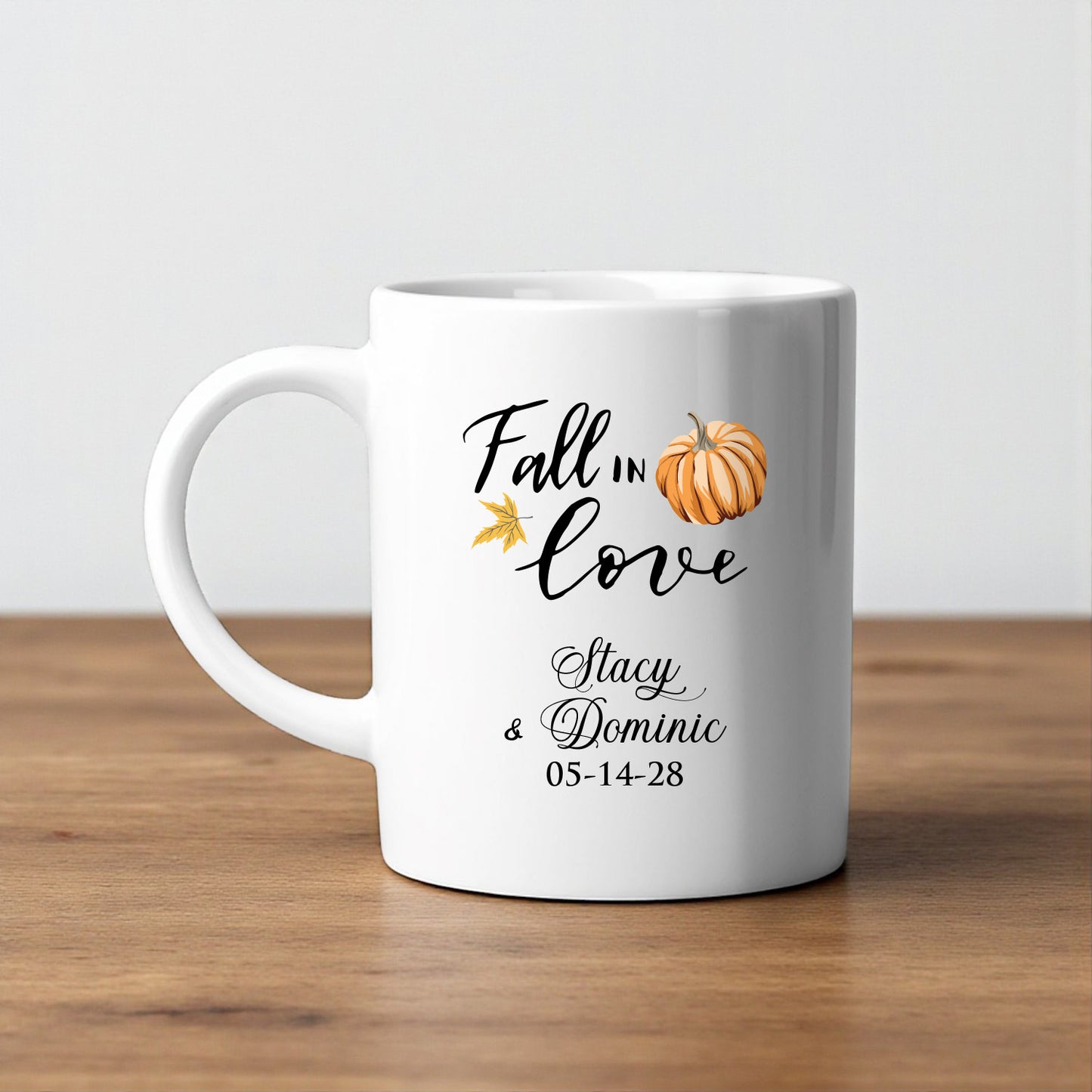 Fall In Love Personalized White Ceramic Coffee Mug (Set of 12)