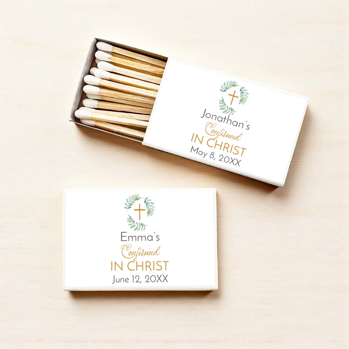 Confirmed In Christ Personalized Matches (Set of 50)