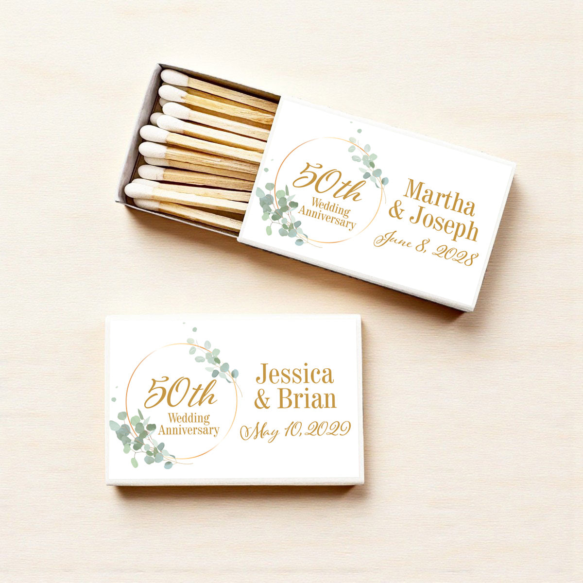 50th Anniversary Personalized Matches (Set of 50)