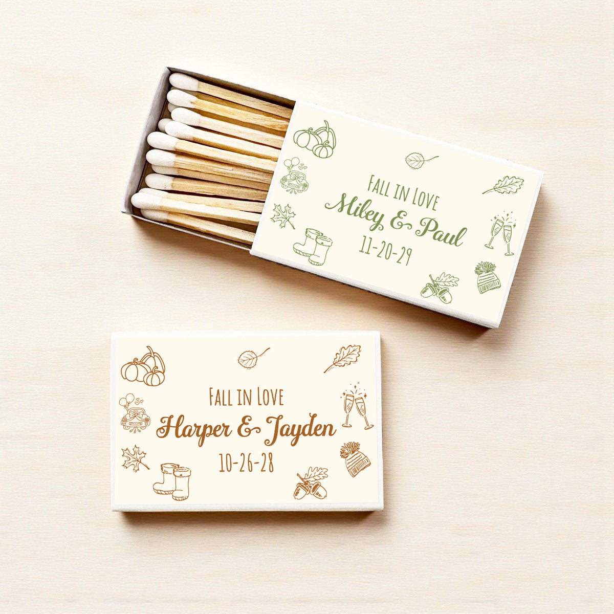 Fall Drawing Personalized Matches (Set of 50)