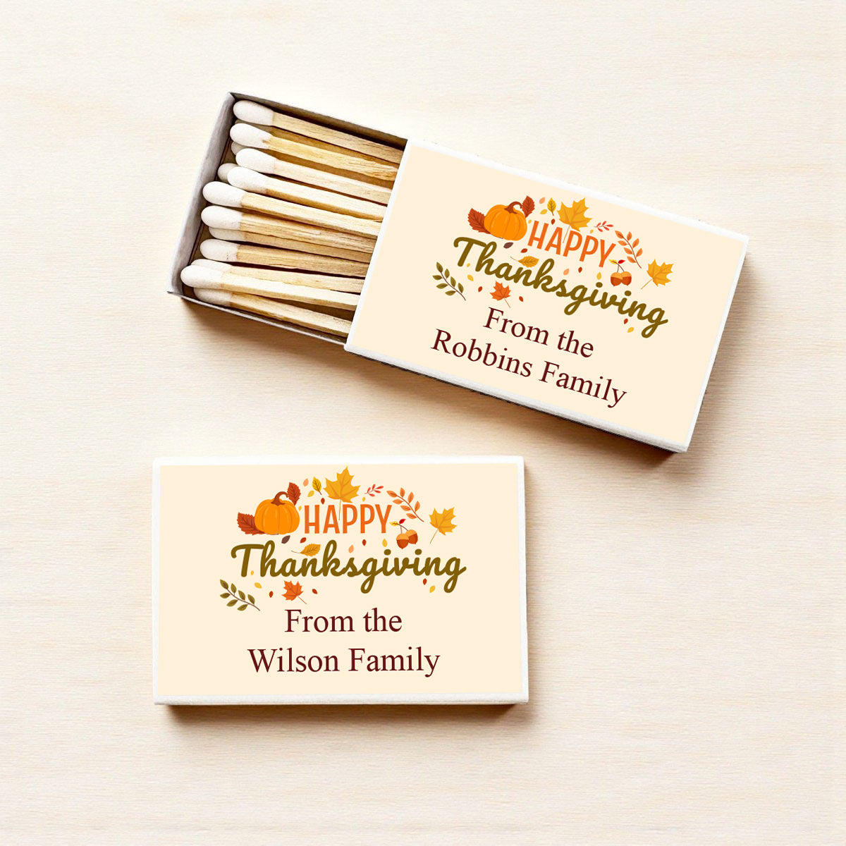 Happy Thanksgiving Personalized Matches (Set of 50)