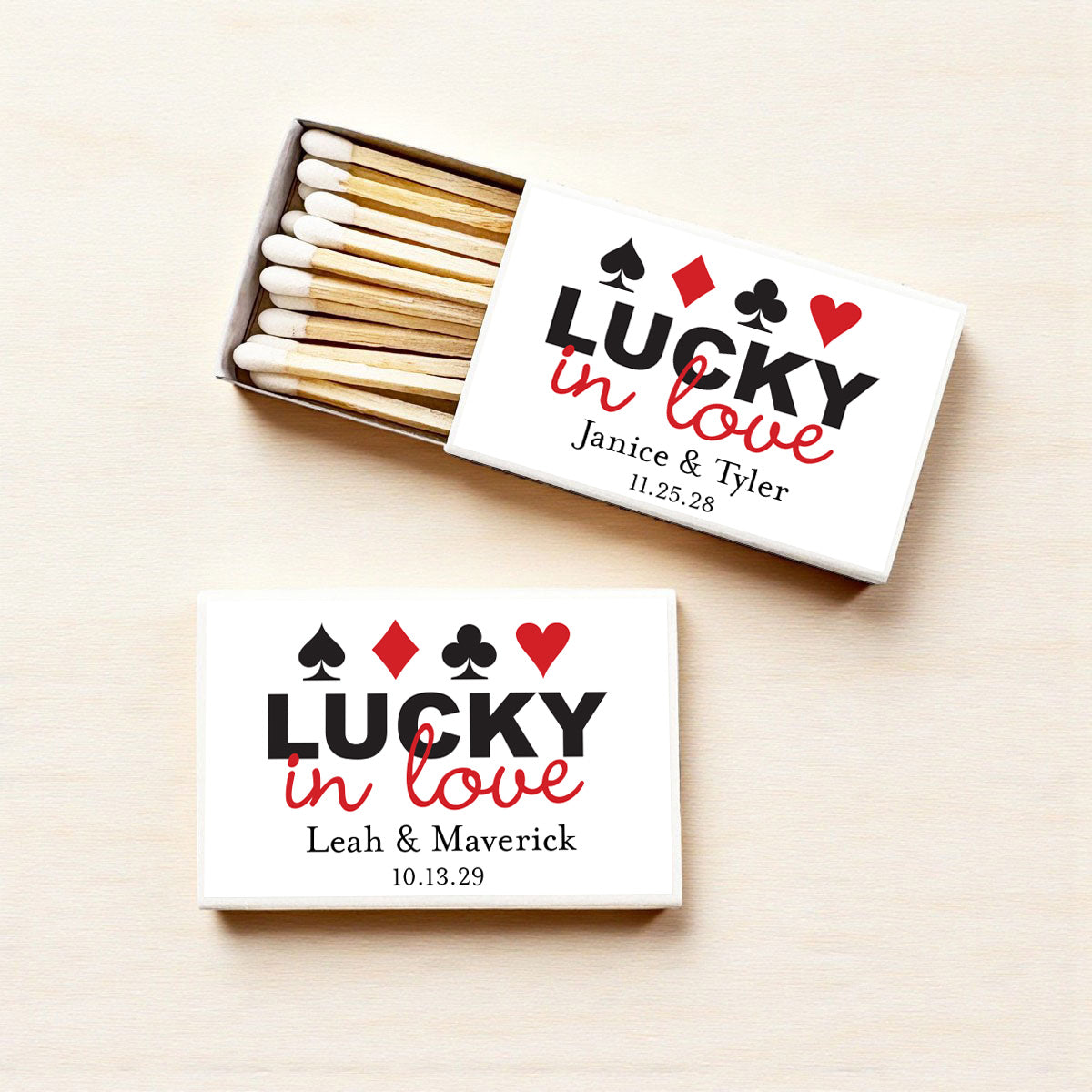Lucky In Love Vegas Personalized Matches (Set of 50)