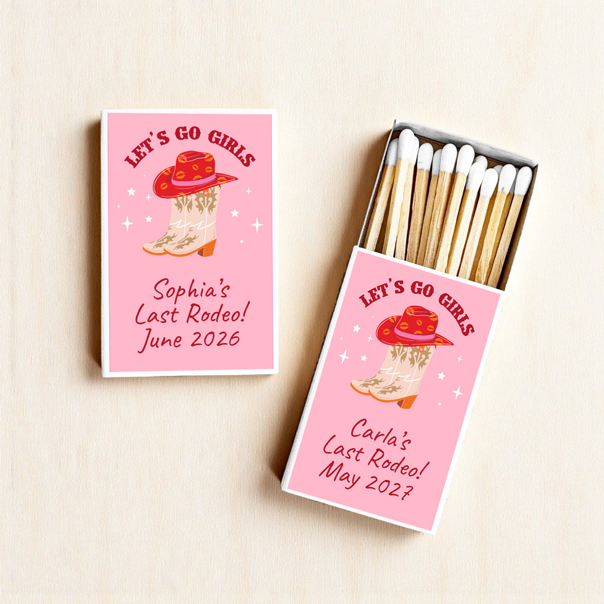 Let’s Go Girls Personalized Bachelorette Matches (Set of 50)