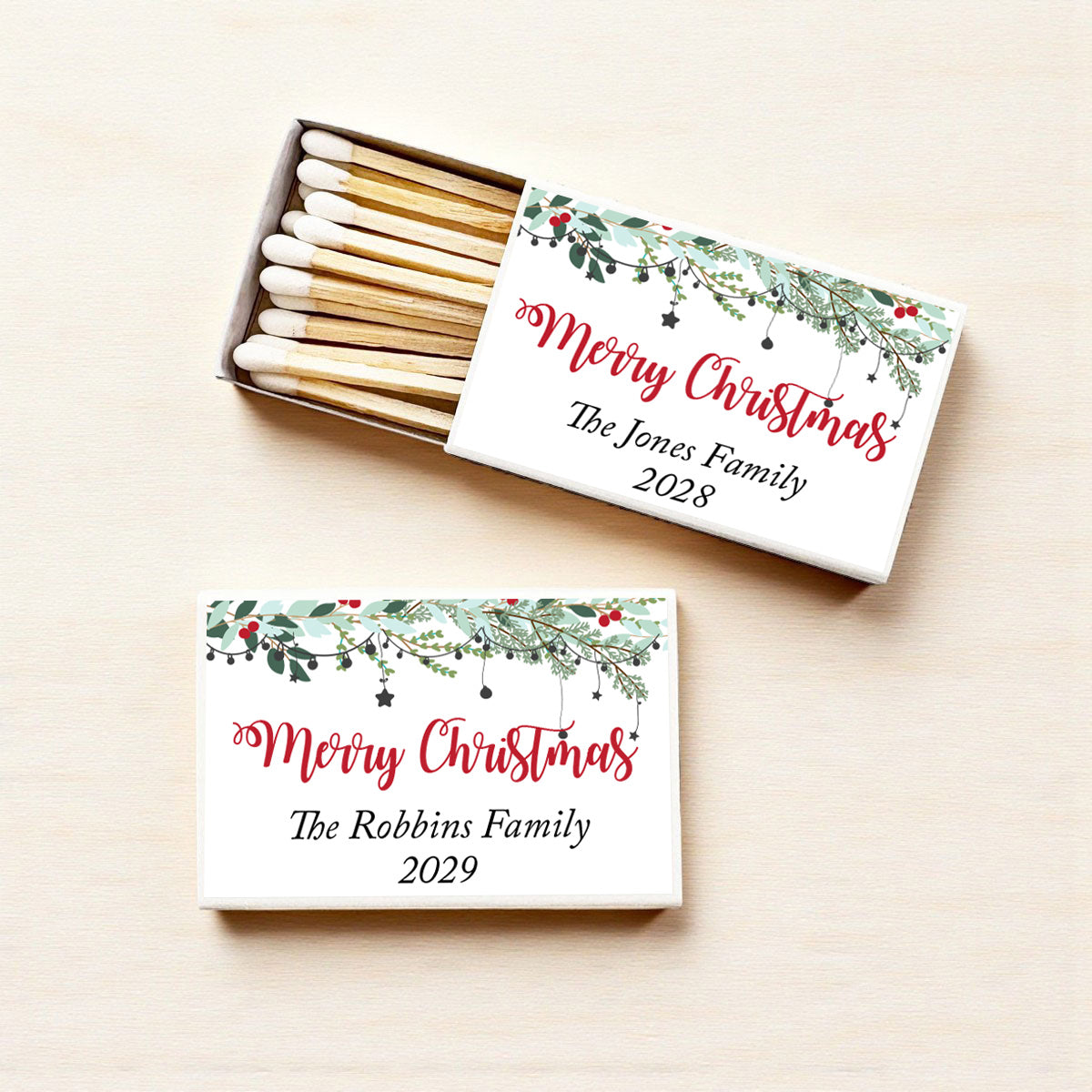 Merry Christmas Personalized Matches (Set of 50)