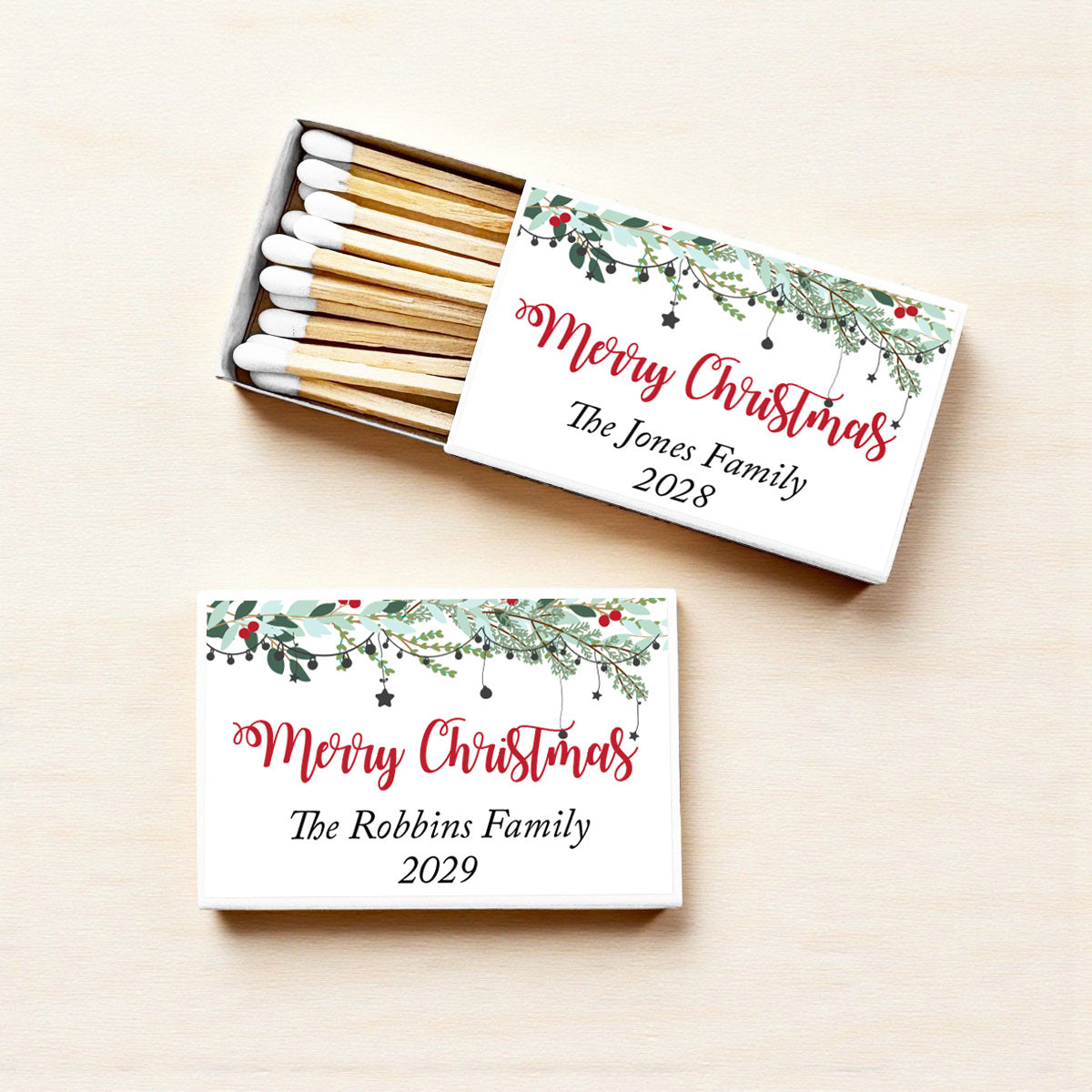 Merry Christmas Personalized Matches (Set of 50)