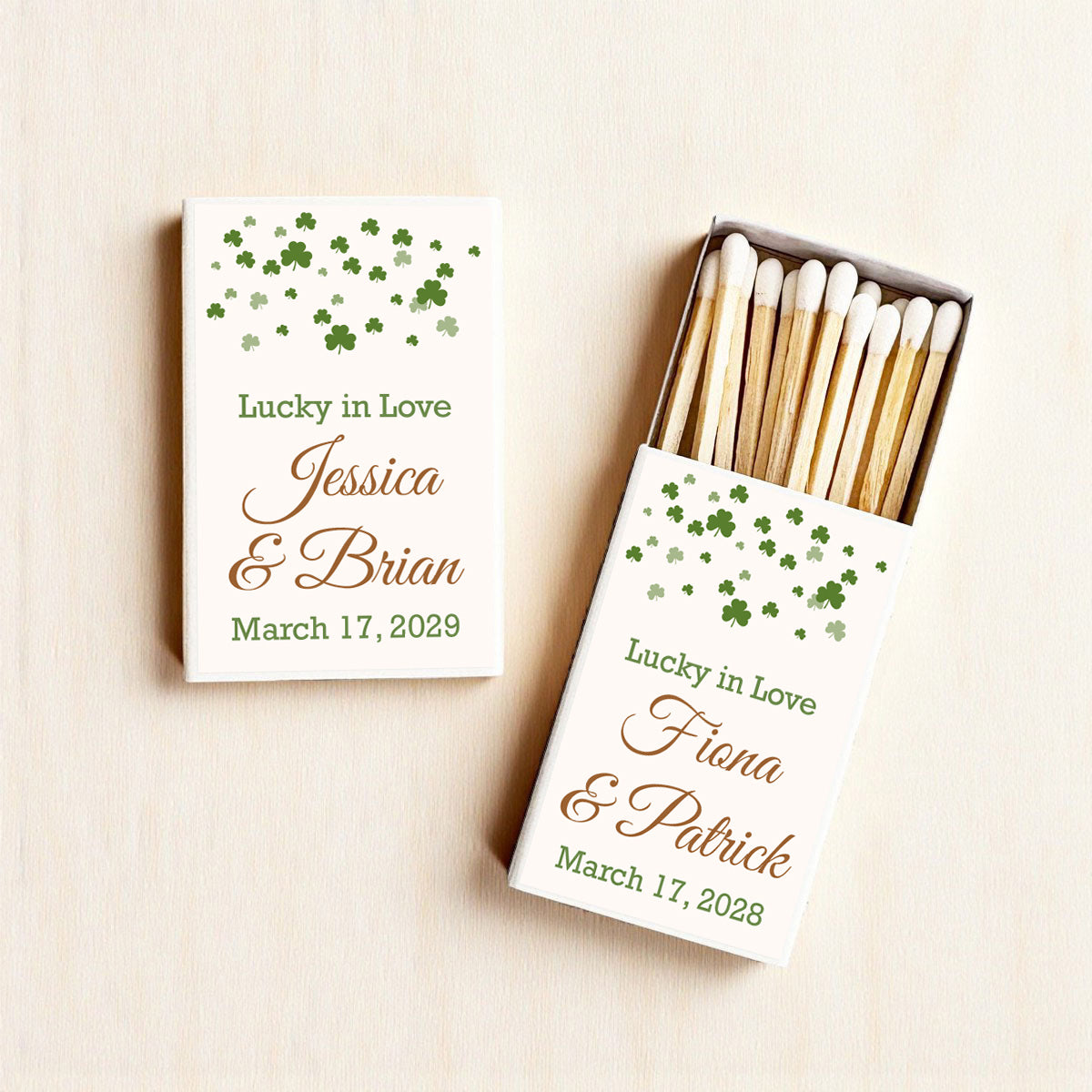 Irish Shamrock Confetti Personalized Matches (Set of 50)