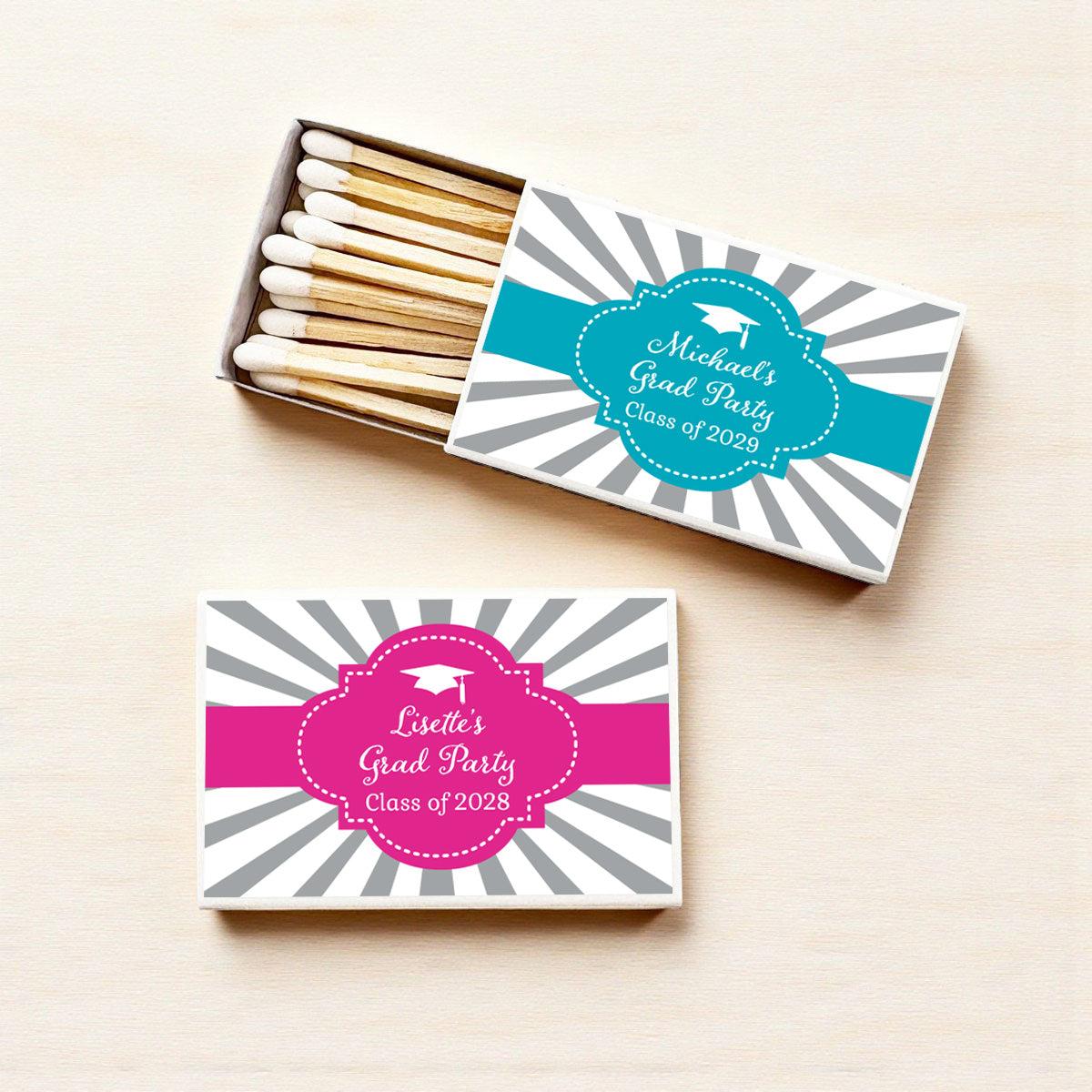 Graduation Cap Personalized Matches (Set of 50)