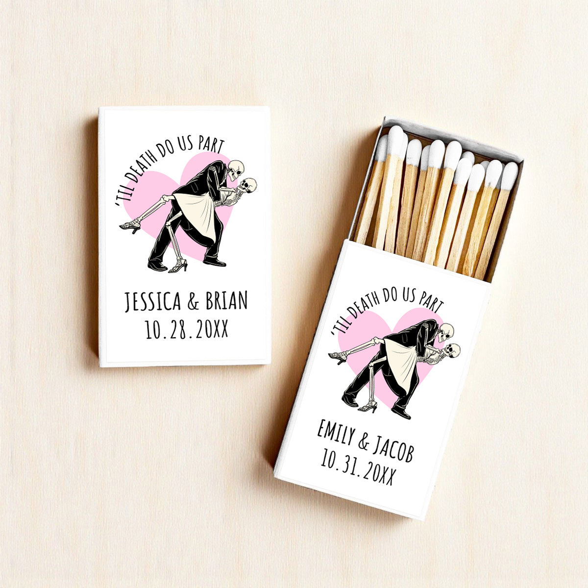Til Death Do Us Part Personalized Matches (Set of 50)