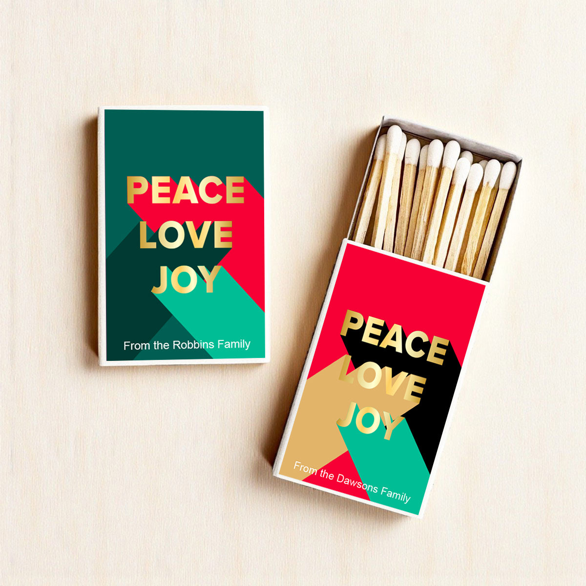 Peace Love Joy Personalized Matches (Set of 50)