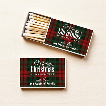 Merry Christmas Happy New Year Personalized Matches (Set of 50)