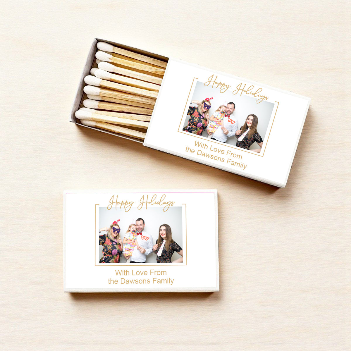 Happy Holidays Photo Personalized Matches (Set of 50)