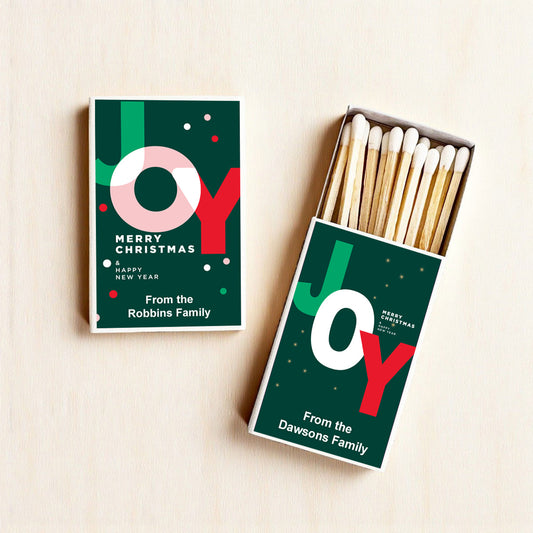 Joy Merry Christmas Personalized Matches (Set of 50)