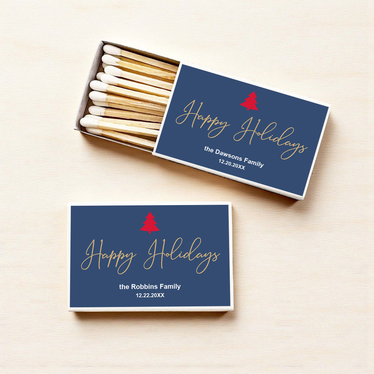 Happy Holidays Personalized Matches (Set of 50)